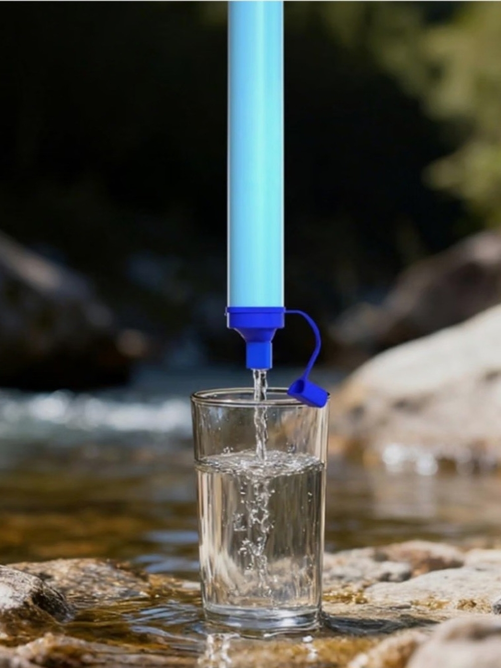 Portable Blue Water Filter Straw